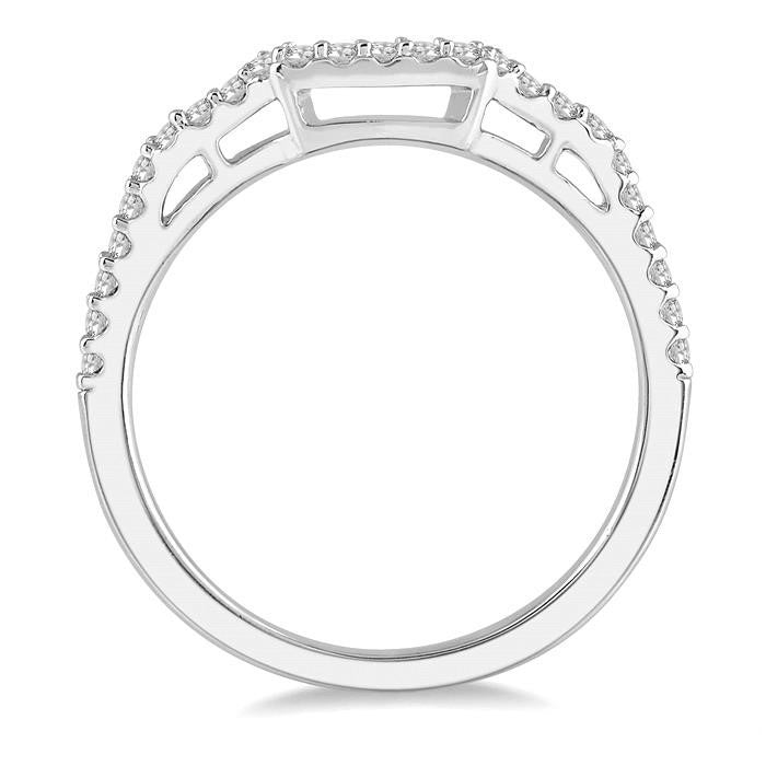 1/5 Ctw Curved Round Cut Diamond Wedding Band in 14K White Gold