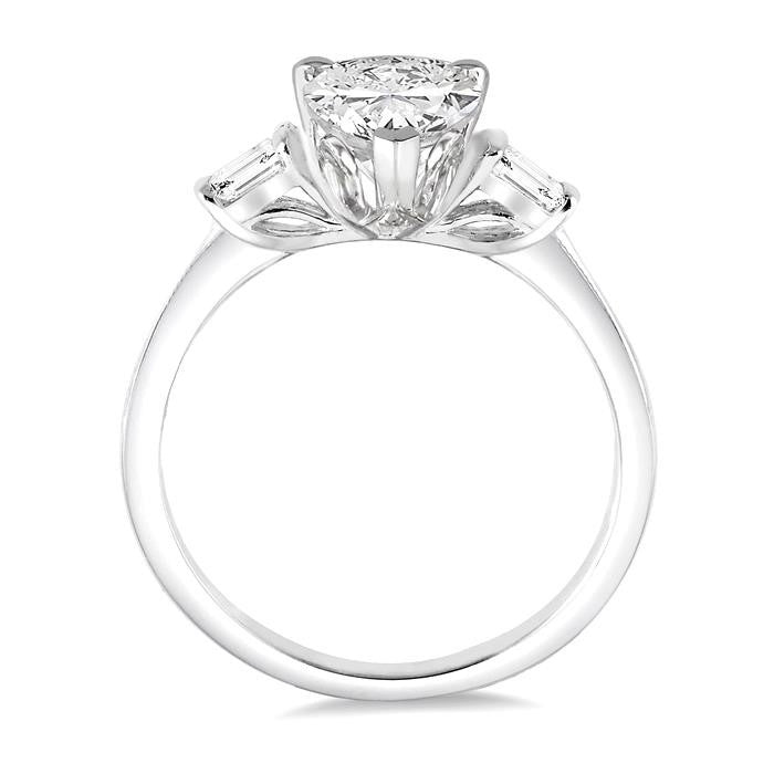 1/2 Ctw Baguette and Pear Cut Diamond Ladies Engagement Ring with 1/3 Ct Pear Cut Center Stone in 14K White Gold