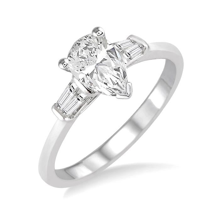 1/6 Ctw Baguette Diamond Semi-Mount Engagement Ring in 14K White Gold