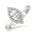 5/8 Ctw Round Cut Diamond Engagement Ring With 1/2 Ct Marquise Cut Center Stone in 14K White Gold