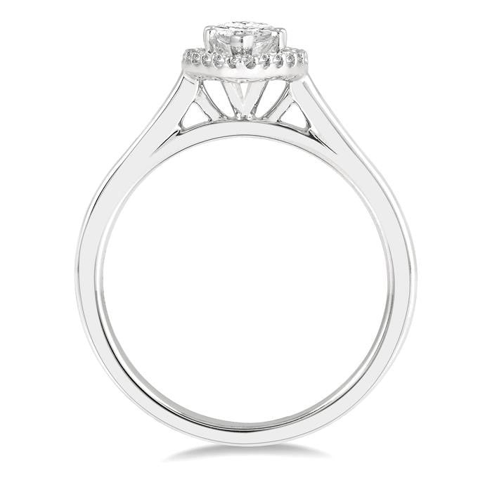 5/8 Ctw Round Cut Diamond Engagement Ring With 1/2 Ct Marquise Cut Center Stone in 14K White Gold