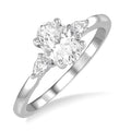 3/4 Ctw Pear and Oval Cut Diamond Ladies Engagement Ring With 1/2 Ct Oval Cut Center Stone in 14K White Gold