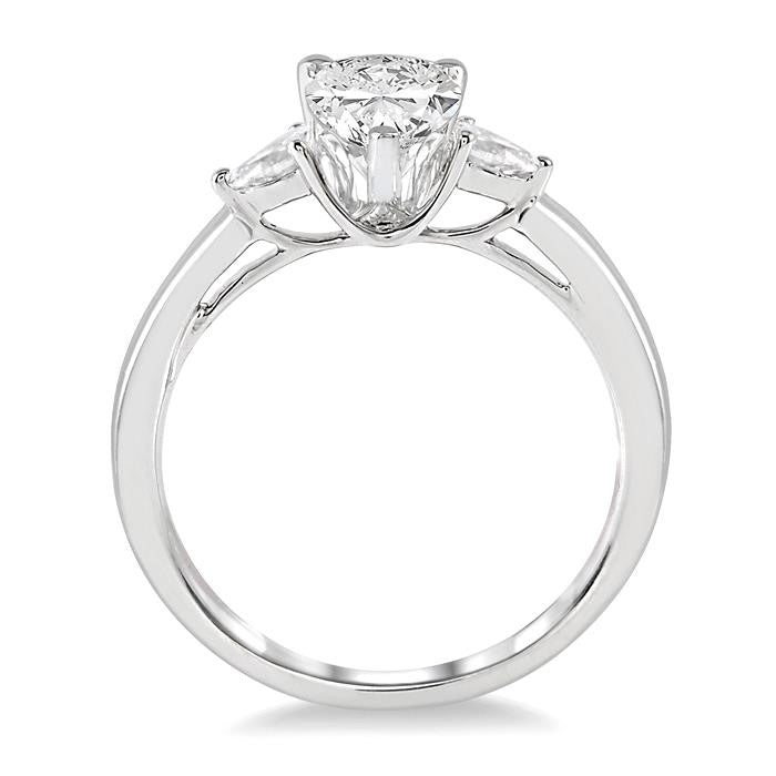 3/4 Ctw Pear Cut Diamond Ladies Engagement Ring With 1/2 Ct Pear Cut Center Stone in 14K White Gold