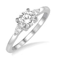 3/4 Ctw Pear and Round Cut Diamond Ladies Engagement Ring With 1/2 Ct Round Cut Center Stone in 14K White Gold