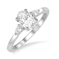 1/2 Ctw Oval and Pear Cut Diamond Ladies Engagement Ring with 1/3 Ct Oval Cut Center Stone in 14K White Gold