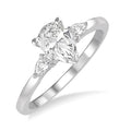 1/2 Ctw Pear Cut Diamond Ladies Engagement Ring with 1/3 Ct Pear Cut Center Stone in 14K White Gold