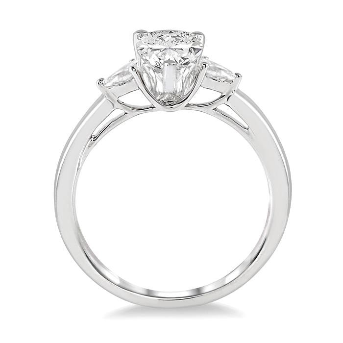 1/2 Ctw Pear Cut Diamond Ladies Engagement Ring with 1/3 Ct Pear Cut Center Stone in 14K White Gold