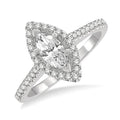 3/4 Ctw Round Cut Diamond Engagement Ring With 1/2 Ct Marquise Cut Center Stone in 14K White Gold