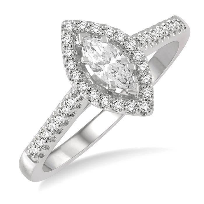 Marquise Shape Halo Diamond Engagement Ring
