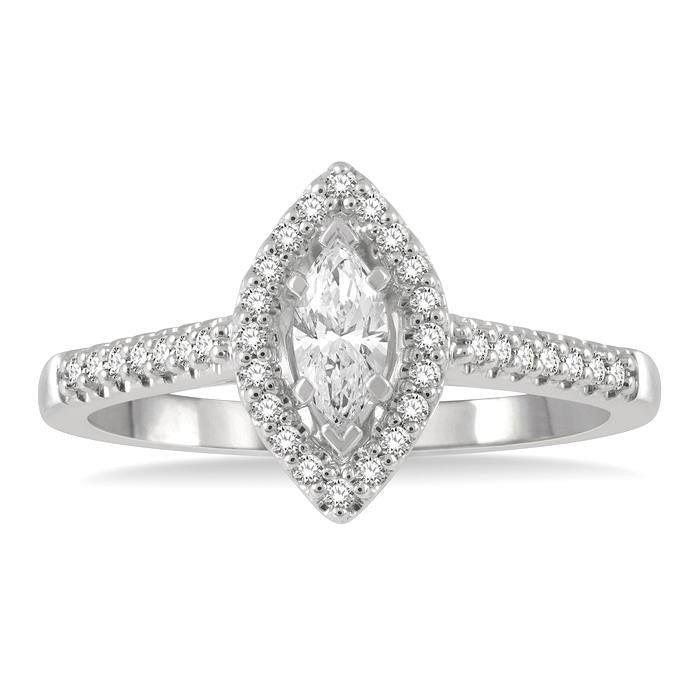 Marquise Shape Halo Diamond Engagement Ring