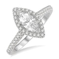 1/4 Ctw Marquise Shape Round Cut Diamond Semi-Mount Engagement Ring in 14K White Gold