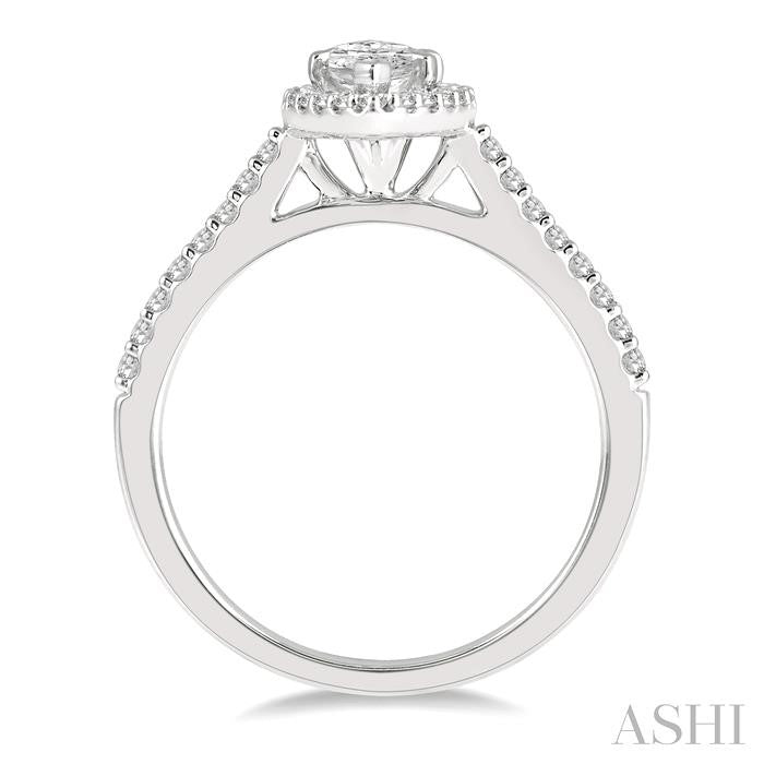 1/4 Ctw Marquise Shape Round Cut Diamond Semi-Mount Engagement Ring in 14K White Gold
