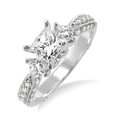 1 1/2 Ctw Diamond Engagement Ring with 3/4 Ct Princess Cut Center Stone in 14K White Gold