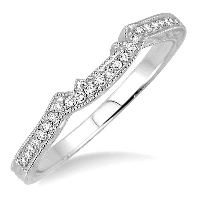 1/10 Ctw Round Cut Diamond Matching Wedding Band in 14K White Gold