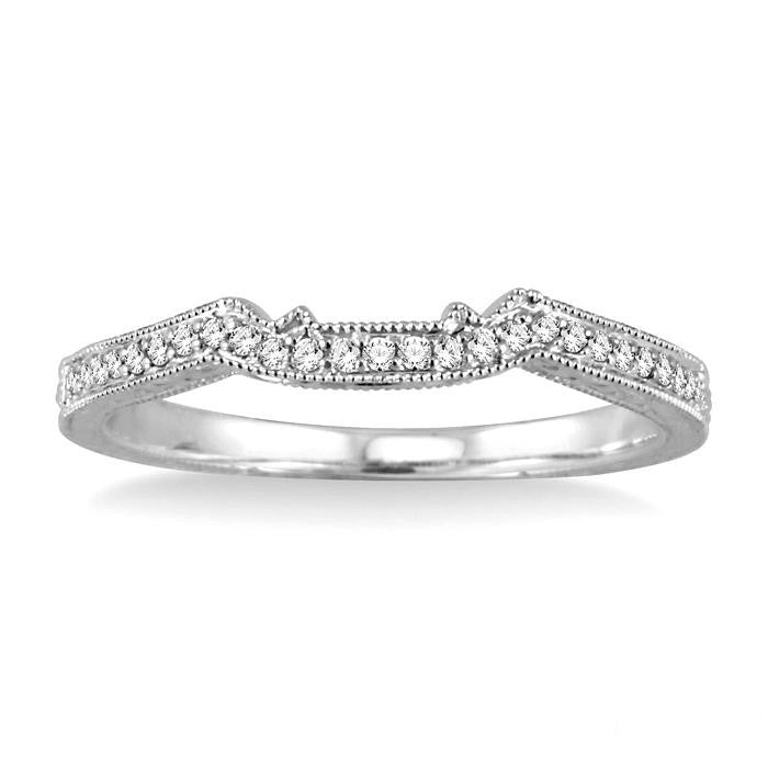 1/10 Ctw Round Cut Diamond Matching Wedding Band in 14K White Gold