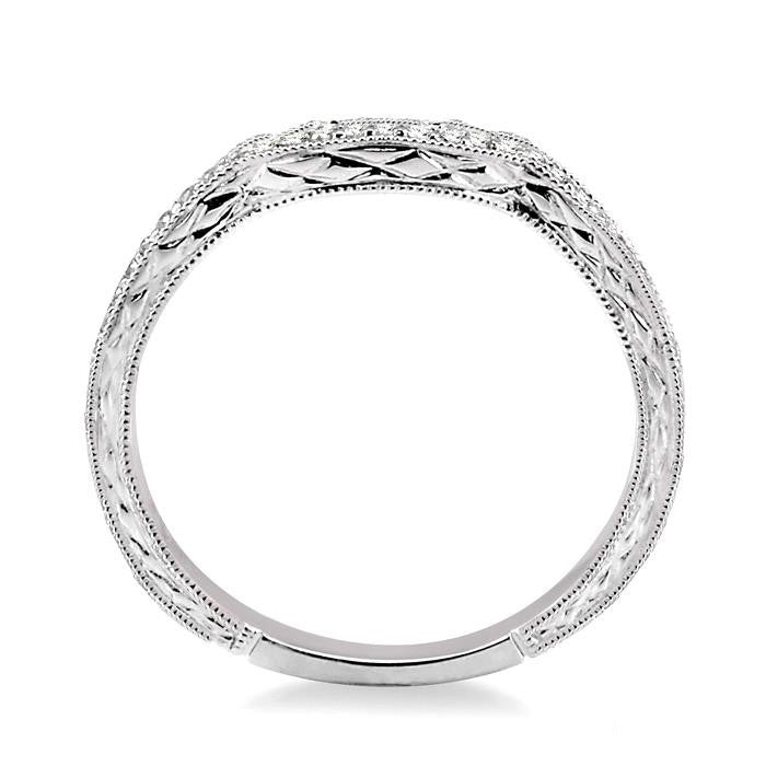 1/10 Ctw Round Cut Diamond Matching Wedding Band in 14K White Gold
