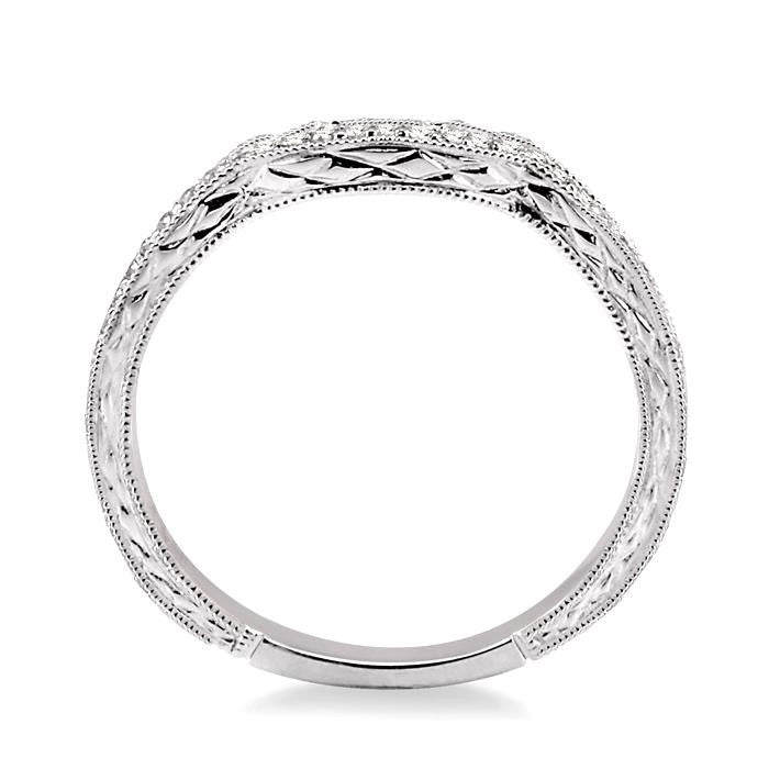 1/10 Ctw Round Cut Diamond Matching Wedding Band in 14K White Gold