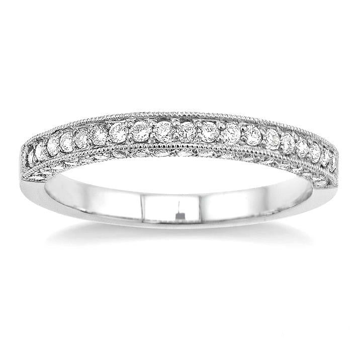 1/2 Ctw Round Cut Diamond Wedding Band in 14K White Gold