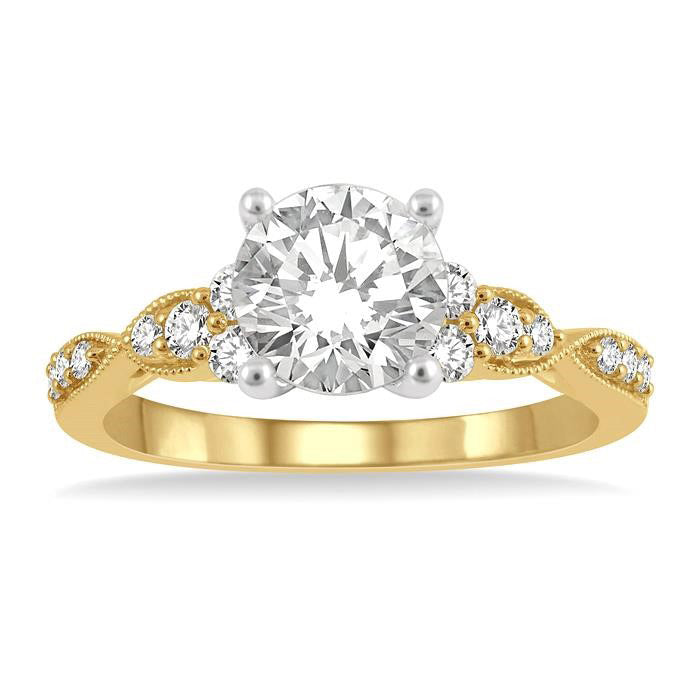 Round Shape Semi-Mount Diamond Engagement Ring