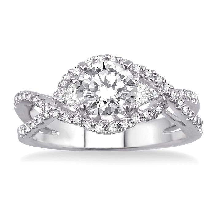 Round Shape Semi-Mount Diamond Engagement Ring