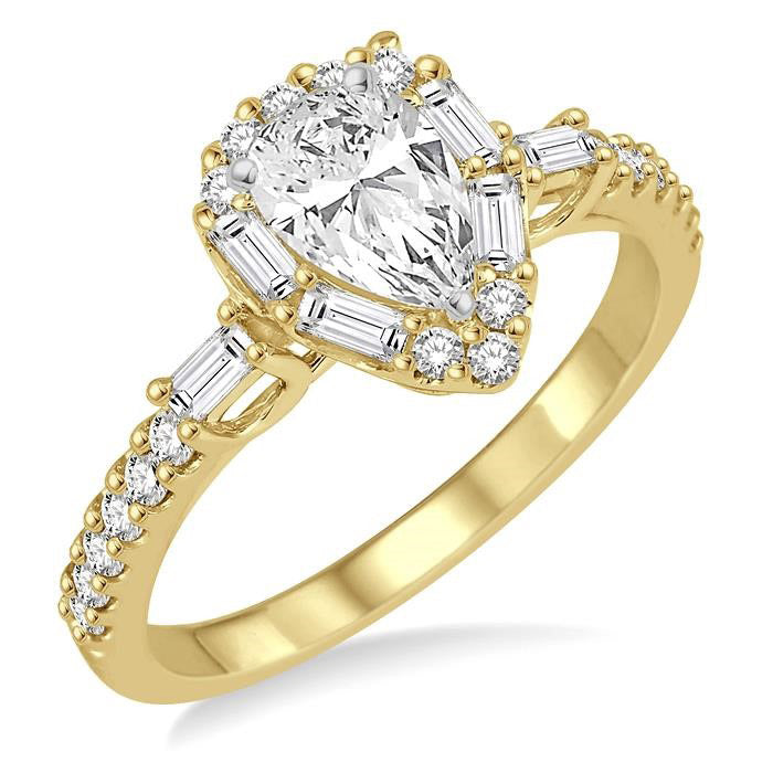 Pear Shape Halo Diamond Engagement Ring