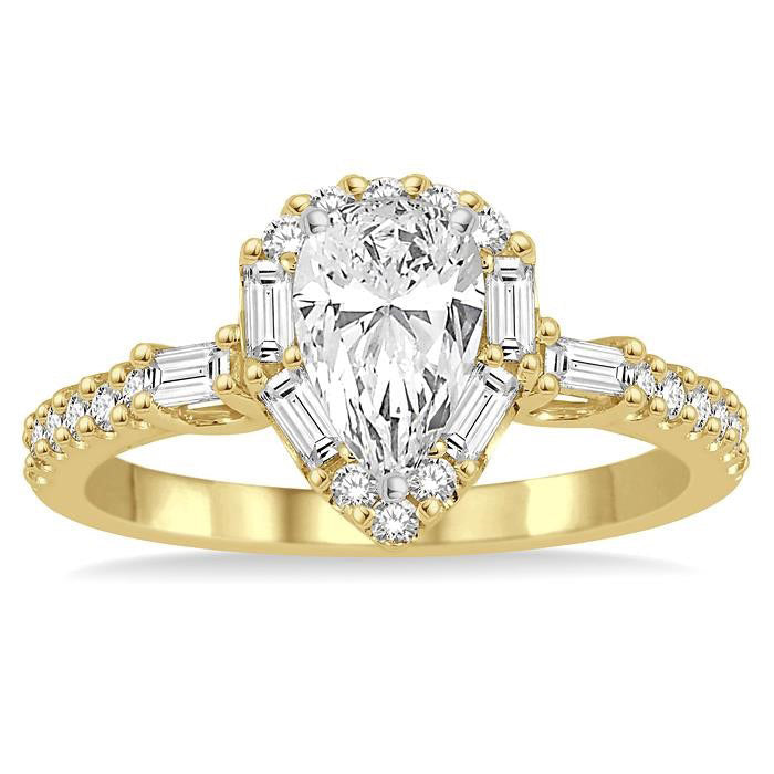 Pear Shape Halo Diamond Engagement Ring