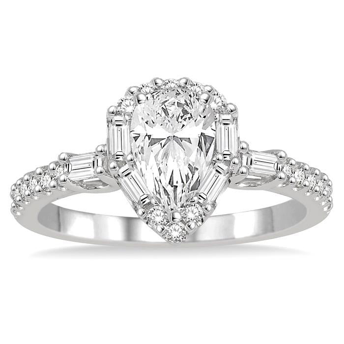 Pear Shape Halo Diamond Engagement Ring