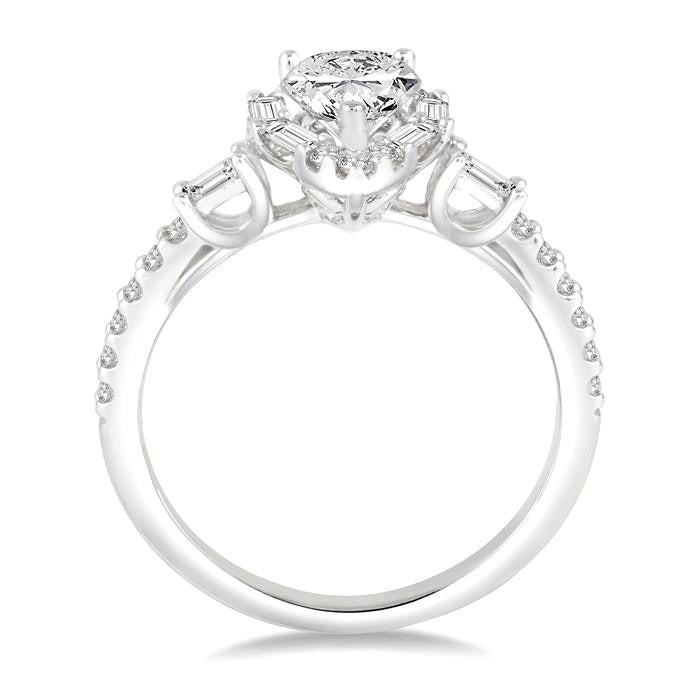 Pear Shape Halo Diamond Engagement Ring
