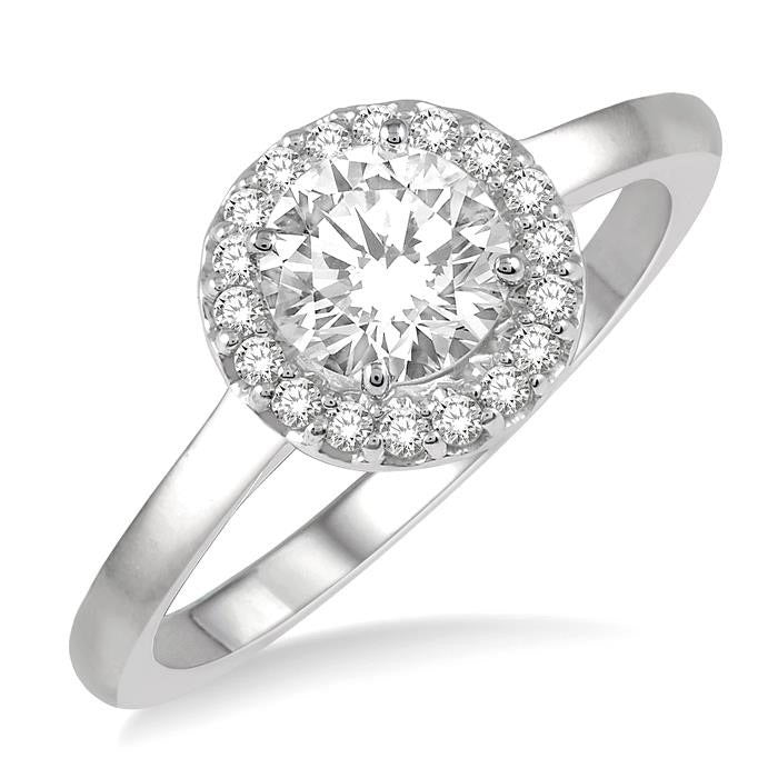 Round Shape Halo Diamond Engagement Ring
