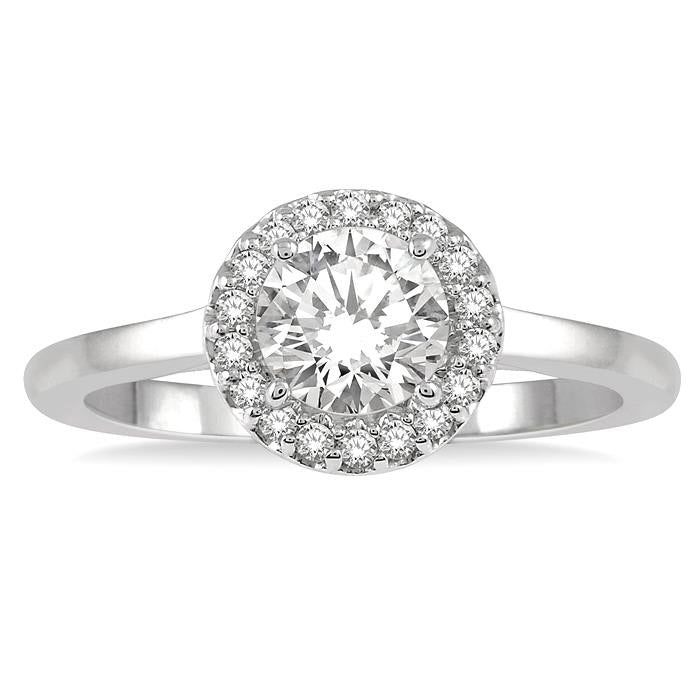 Round Shape Halo Diamond Engagement Ring
