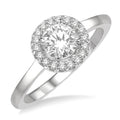 1/3 Ctw Diamond Halo Engagement Ring With 1/4 Ct Round Cut Center Stone in 14K White Gold
