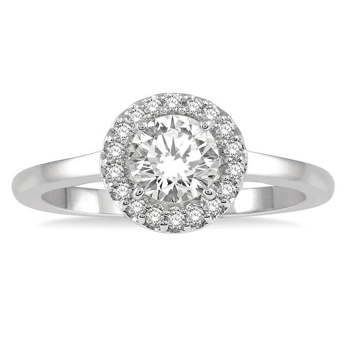 Round Shape Semi-Mount Halo Diamond Engagement Ring