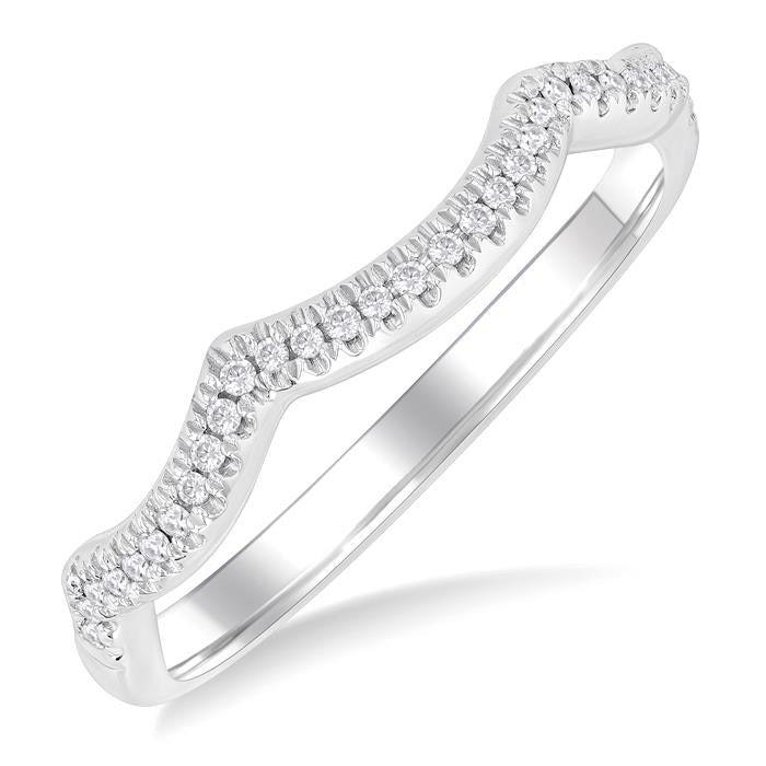 1/10 Ctw Triple Arch Round Cut Diamond Wedding Band in 14K White Gold