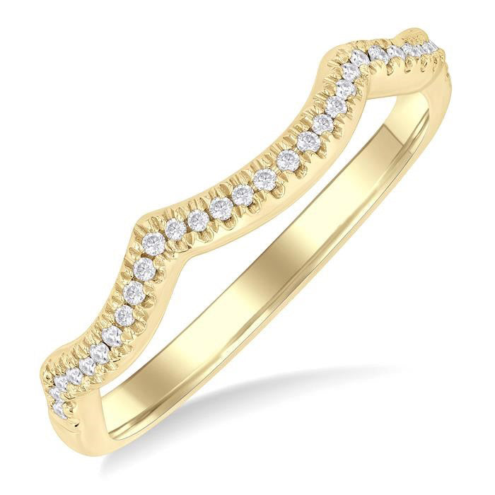 1/10 Ctw Triple Arch Round Cut Diamond Wedding Band in 14K Yellow Gold