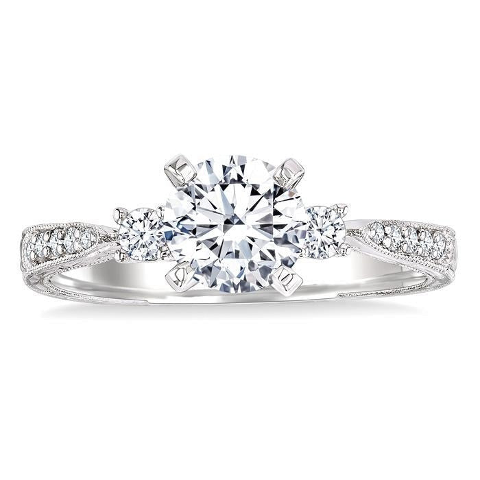 Round Shape Past Present & Future Diamond Engagement Ring