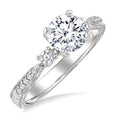 5/8 Ctw Diamond Engagement Ring with 3/8 Ct Round Cut Center Stone in 14K White Gold