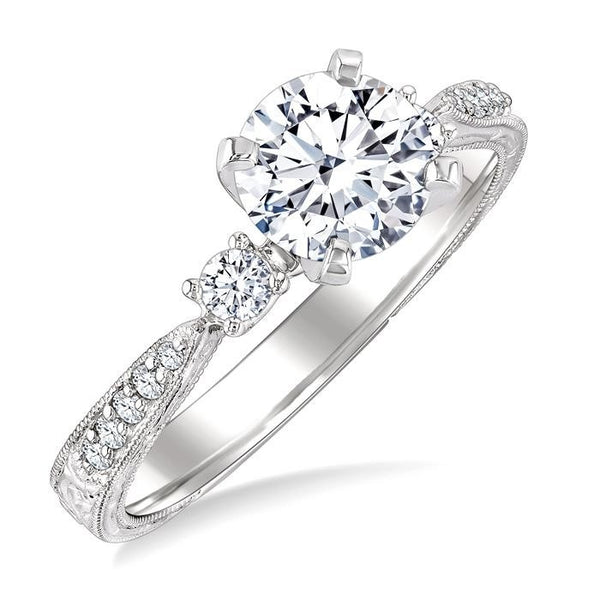 1/5 Ctw Diamond Semi-Mount Engagement Ring in 14K White Gold