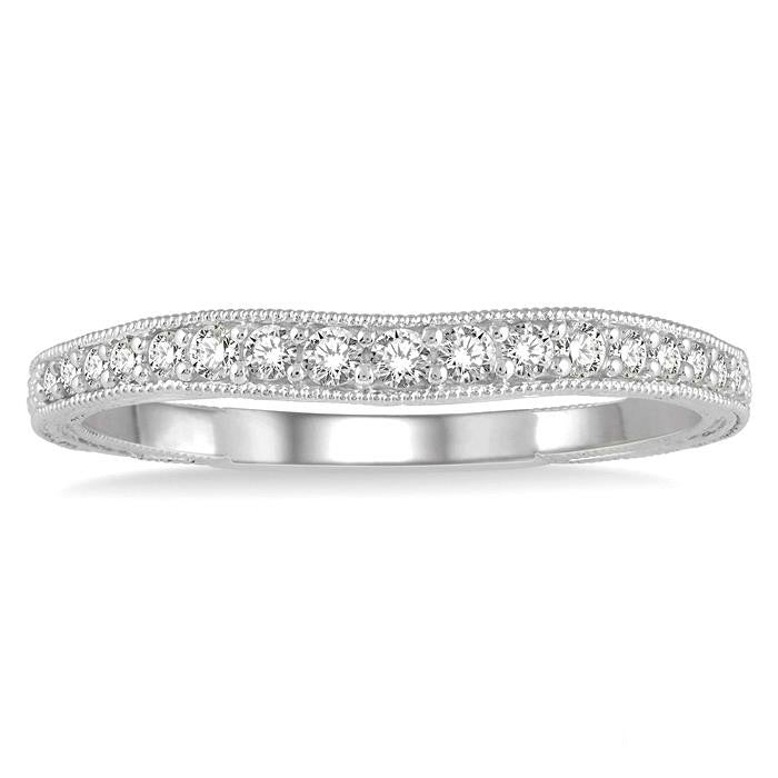 1/5 Ctw Round Cut Diamond Wedding Band in 14K White Gold