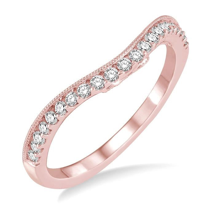 1/4 Ctw Round Cut Diamond Wedding Band in 14K Rose Gold