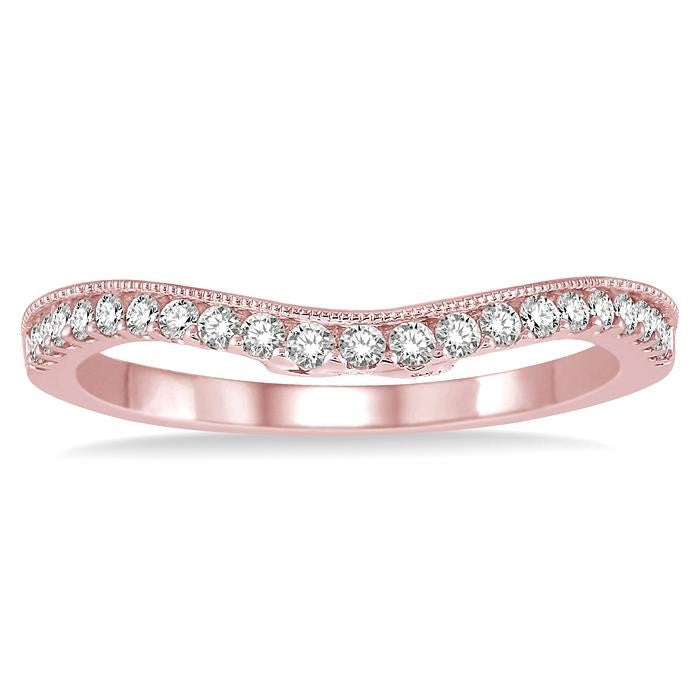 1/4 Ctw Round Cut Diamond Wedding Band in 14K Rose Gold
