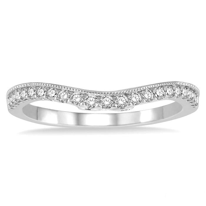 1/4 Ctw Round Cut Diamond Wedding Band in 14K White Gold