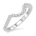 1/4 Ctw Curved Center Round Cut Diamond Wedding Band in 14K White Gold