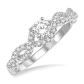 1/5 Ctw Entwined Semi-Mount Round Center Diamond Engagement Ring in 14K White Gold