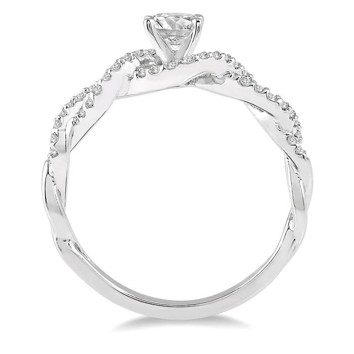 1/5 Ctw Entwined Semi-Mount Round Center Diamond Engagement Ring in 14K White Gold