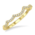 1/10 Ctw Waves Round Cut Diamond Wedding Band in 14K Yellow Gold