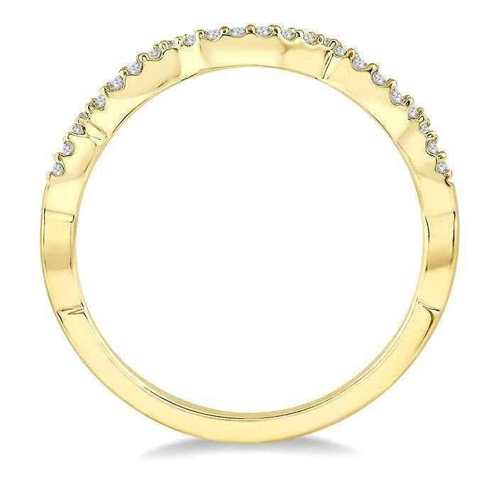 1/10 Ctw Waves Round Cut Diamond Wedding Band in 14K Yellow Gold
