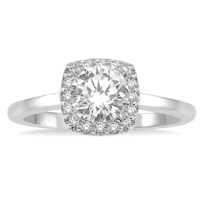 Cushion Shape Halo Diamond Engagement Ring