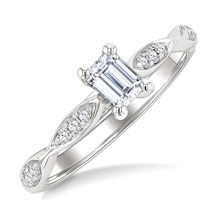 Emerald Shape Semi-Mount Diamond Engagement Ring