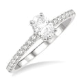 5/8 Ctw Oval Shape Center Stone Ladies Engagement Ring with 3/8 Ct Oval Cut Center Stone in 14K White Gold