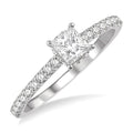5/8 Ctw Princess Center Stone Ladies Engagement Ring with 3/8 Ct Princess Cut Center Stone in 14K White Gold